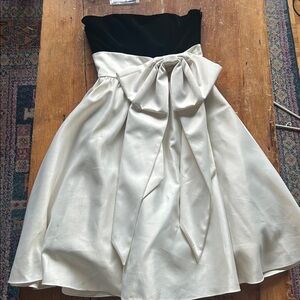 RARE - Vintage Betsey Johnson Strapless Velvet Bodice Bow Dress | Black & Ivory